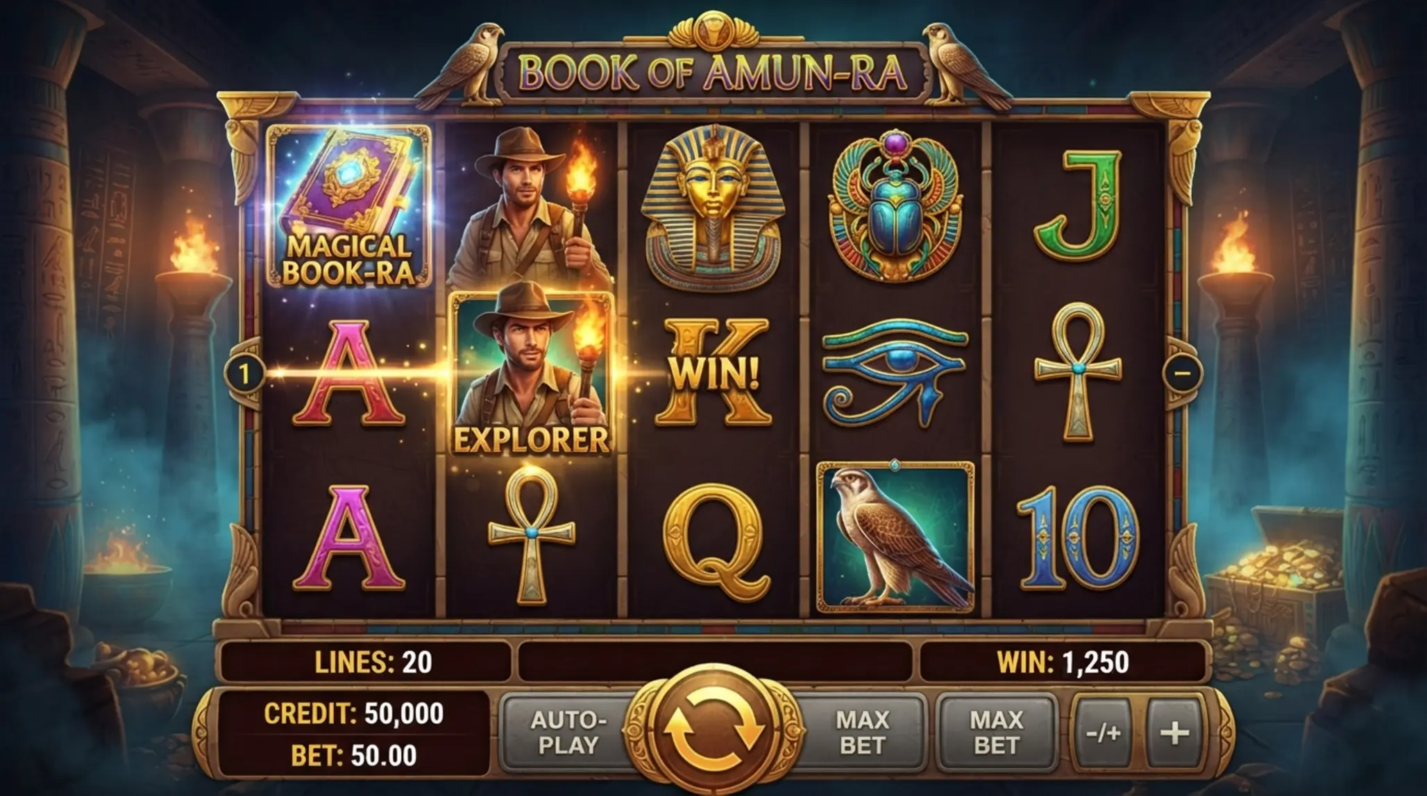 Symbole w Book of Ra Magic Plansza Book of Ra Magic z egipskimi symbolami