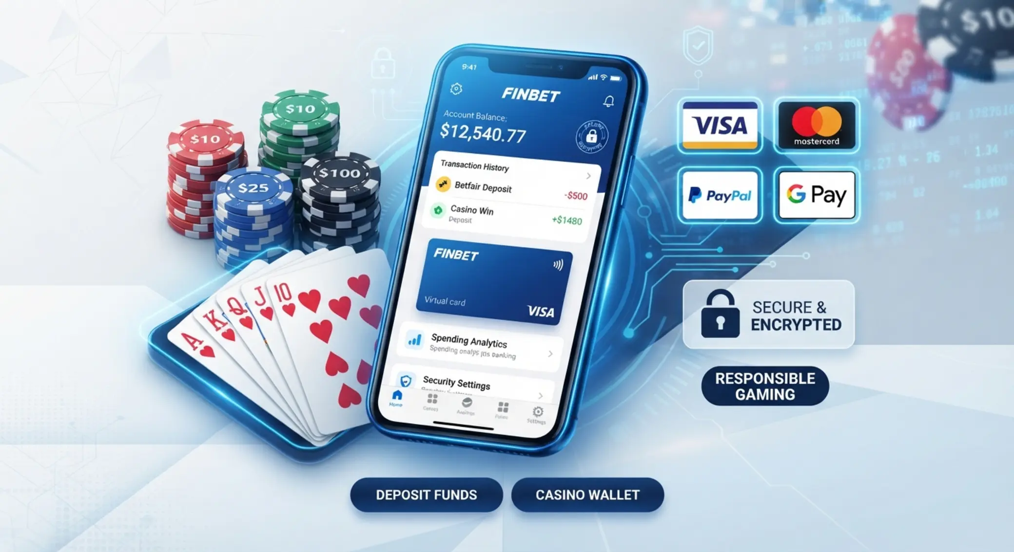 Telefon z aplikacją Revolut obok symboli kasyna online