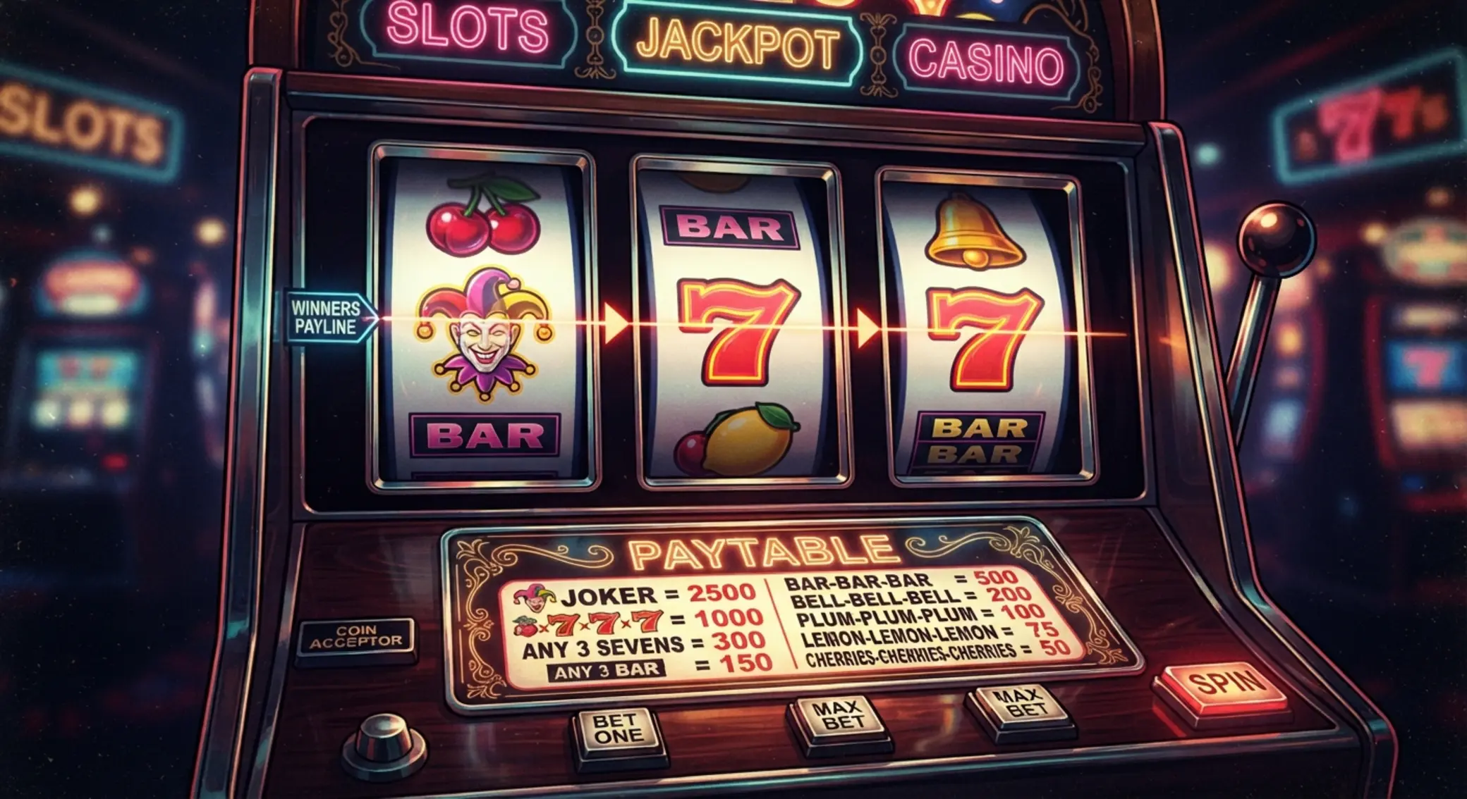 Symbole Mega Joker i fragment tabeli wypłat